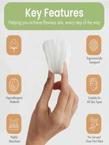 300片椭圆形清洁垫，适合面部使用，高品质卸妆垫，低过敏性无绒圆形，适合所有肤质，一次性美容湿巾，无纺布洁面巾 - 彩色 - 查看 7