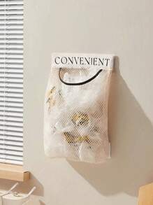 Kitchen Wall-Mounted Garbage Bag Storage Rack Large Capacity Plastic Bag Storage Net With Hook-And-Loop Hanging Mesh Plastic Grocery Bag