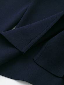 Áo len dệt kim cổ chữ V tay dài màu trơn, cài nút kim loại, mùa xuân/thu/đông - Màu xanh hải quân - Xem 5