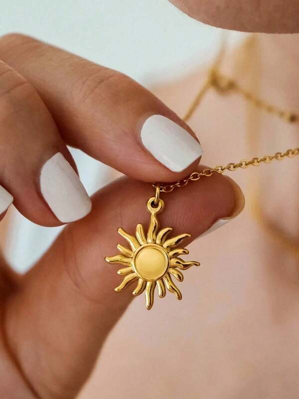Casual Minimalism Unique Exquisite Boho Sun Pendant Necklace Suitable For Both Men And Women Summer Daily Beach Vacation Music Festival Party ,Gift For Her