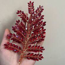 1pc Women Rhinestone Red Bridal Headpiece, Suitable For Wedding, Ceremony, Party Valentine's Day Accessories - Red - View 4