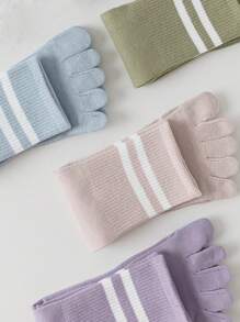 1/3/6 pares de calcetines de cinco dedos multicolor para mujer, calcetines a media pantorrilla, medias deportivas profesionales de 5 dedas, calcetines de yoga, simples y de moda para separator, adecuados para primavera, otoño e invierno