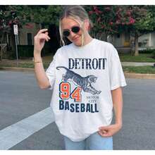 Women's T-Shirts Vintage Detroit Tiger Unisex Tee, Casual Sports Wear, Gift For Baseball Fans, Summer Style, Retro Clothing, Summer Shirts For Women - 白色 - 查看 1