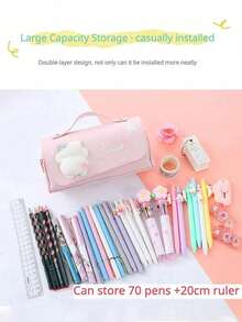 3D Kawaii Pencil Case Girls Decompression Pen Pouch Cute Waterproof School Supplies Aesthetic Organizer Box Students Stationery , Back To School Gifts - Multicolor - View 2