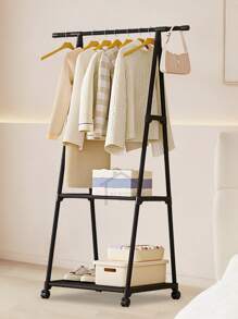 Burro de ropa con ruedas tipo perchero, organizador de ropa vertical, estante metálico para colgar y guardar, mueble de almacenamiento para recámara, cuarto o lavandería