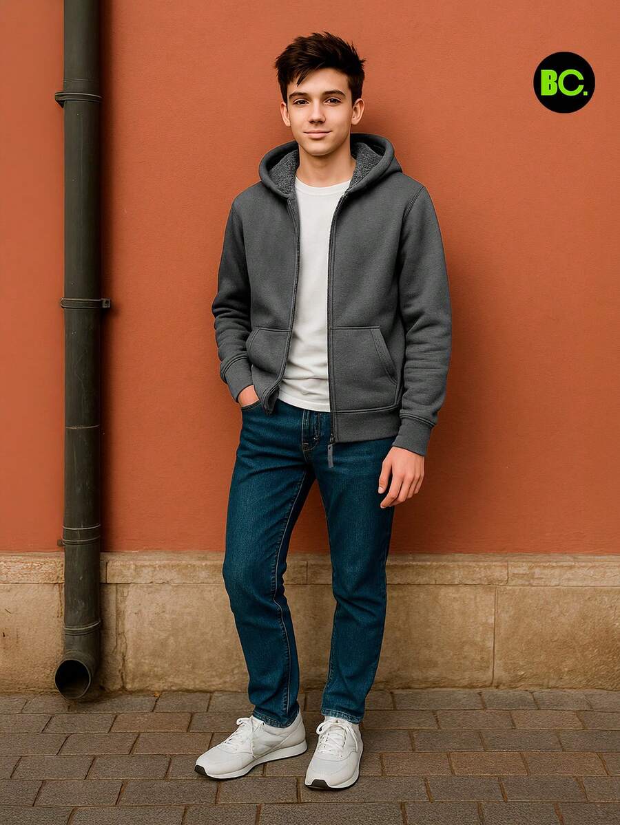 Sudadera De Niño Little Big City con Peluche y Capucha en Colores Varios - Gris Oscuro - Ver 1