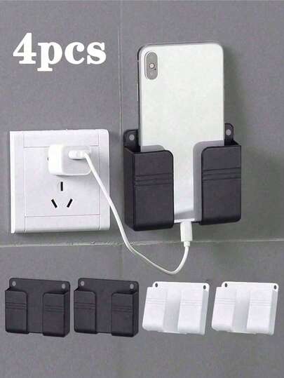 4 件套粘性手机支架，壁挂式收纳篮，遥控器、手机和充电器支架，床头挂架，卧室装饰