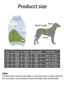 UFBemo 1pc Pet Cat Dog Fresh Mountain & Cloud Knit Sweater, Blue And White, Warm For Autumn/Winter