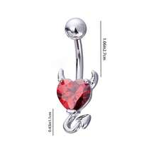 1 个不锈钢弓形爱心水晶肚脐环，时尚肚脐穿孔，适合女性日常佩戴和情人节礼物。 - 紅色 - 查看 12