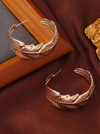 2pcs Vintage Elegant Niche Design Leaf Stud Earrings, Minimalist Upscale Suitable For Ladies Wedding Engagement Occasion And Special Events
