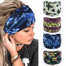 4 Packungen Vintage Paisley Muster Stirnbänder, bunte Bandana Sport Schweißbänder, Yoga Haarzubehör, Boho Stil, Polyestermaterial elegante Haarbänder