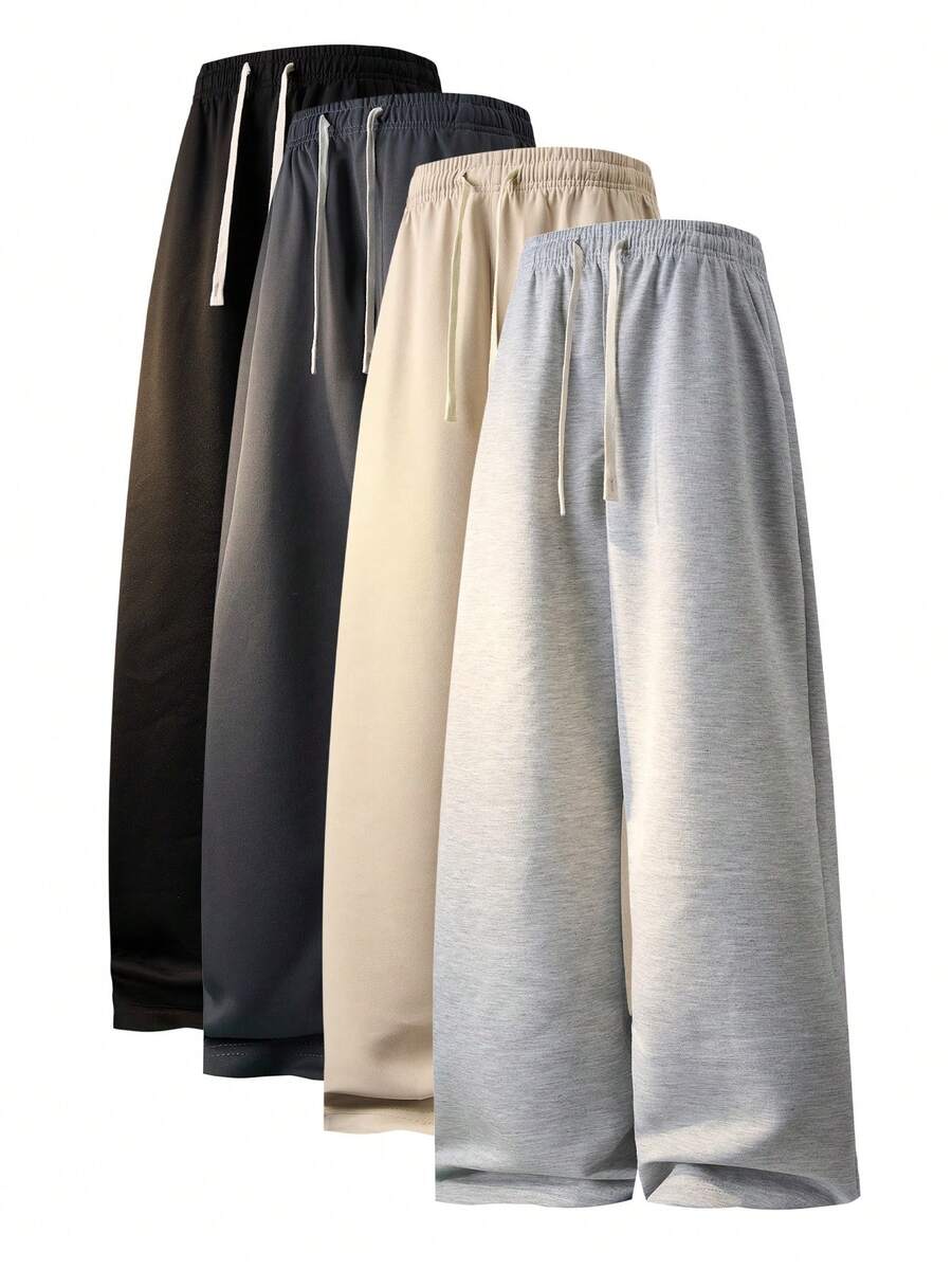 Blueplus Women's Simple And Fashionable Solid Color Straight Leg Sports Pants, Breathable And Comfortable Soft Cropped Pants, 1pc Outdoor Casual Lace Up Women's Sports Pants - 淺灰色 - 查看 1