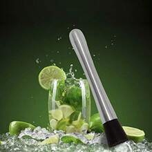 Honbay 1PCS Stainless Steel Cocktail Muddler Drink Muddler Bartender Tool Grooved Nylon Head Pestle For Bartending 8inch