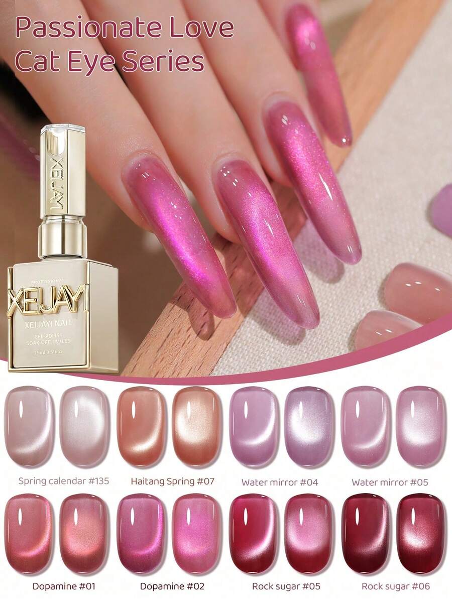 XEIJAYI Cat Eye Nail 2026 Holographic Nail Art 8Colors Set 15ml Reflective Cat's Eye Magnetic Nail Gel Soaking UV LED Gel Salon Female Nail Art Tools Fashion Nail Gel - Nhiều màu - Xem 1