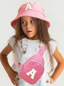 2 Pcs Children's Alphabet Bucket Hat, Stylish Simple Visor With A Shoulder Crossbody Bag, Suitable For Boys And Girls' Homecoming.