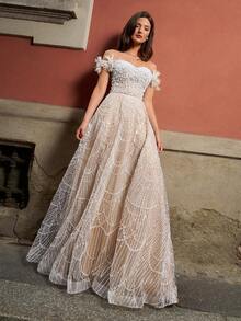 Elisanya Haute Glamour 精致单肩 A 字晚礼服，专为女士打造：上身缀以精致珠饰，短袖饰以羽毛流苏薄纱，修身腰身与多层薄纱裙摆相得益彰，并饰以精致珠饰。是晚宴、红毯活动、交际舞、正式婚宴和歌剧晚会的完美之选。 - 香檳色 - 查看 10