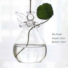 Clear Glass Vase Angel Shape Flower Plant Hanging Container Beautiful Home Decoration - Transparent - View 7
