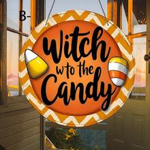 1PC 2D Flat Hanging Decoration Of Candy On The Witch Road - Old Time Halloween Theme, Candy Corn With A Smile, Witch Hat And Autumn Leaves - Perfect For Family, Living Room, Bathroom, Bedroom, Garage, Bar, Cafe - Ideal For Holiday Decoration, Halloween Decoration - Acrylic-round - View 4