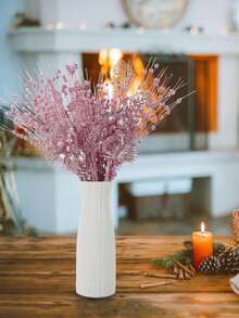 7 件装圣诞树饰品套装，粉色人造闪光浆果花茎枝摘花，适用于圣诞树装饰礼物小花瓶家居节日婚礼派对装饰，人造闪光圣诞树摘花，6 件人造闪光浆果茎和 1 件闪光浆果花饰品，适用于圣诞树礼物新年夜装饰 - 粉色 - 粉色 - 查看 3