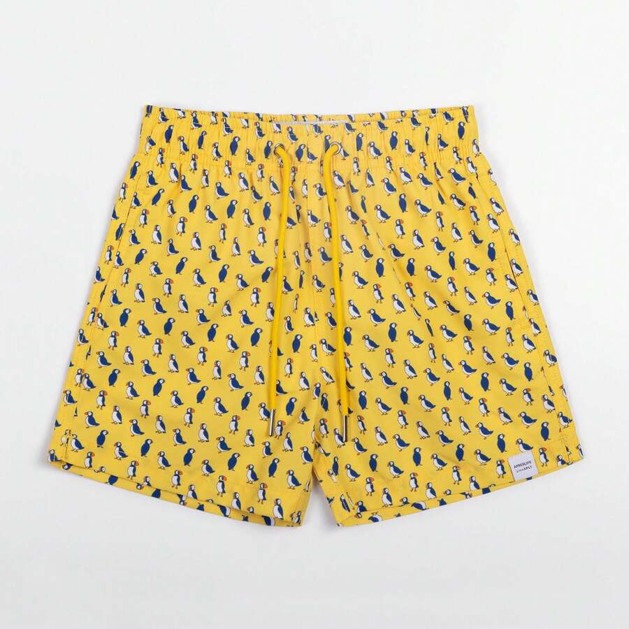 Kids Puffins Swimshorts - Yellow - View 1