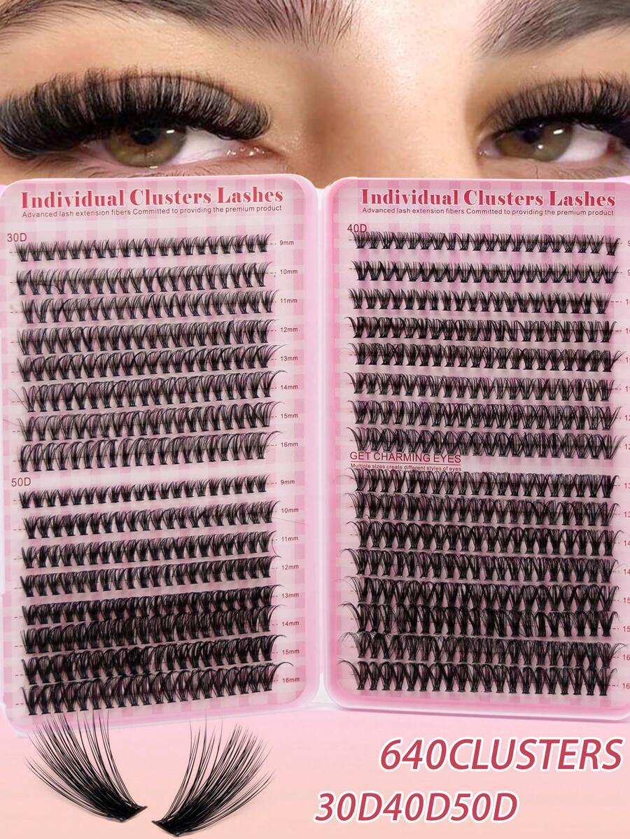 640PCS D Curl Clusters False Individual Lash Eyelashes Extensions 10-16mm Lash Mix, Large-Capacity Cluster Fake Eyelashes 10D 20D Mixed Style Segment Lash Book, D Curling Lash Eyelashes Extension, Volume Lashes Eyelash Extensions Wispy For Self Application At Home Daily Wear, Easy To Use Lash Clusters, Eyelash Clusters, Individual Eyelashes, Lashes, Fake Lashes - D - View 1