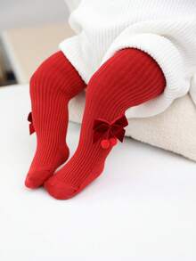 5pcs/Pack Baby Girls' Cute Striped Tights With Bow Decor, Suitable For Children's Daily Wear, All Seasons - Multicolor - View 6