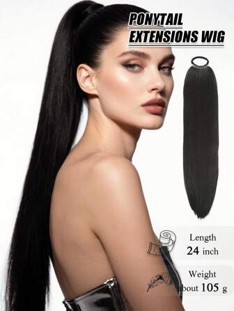 马尾辫接发，带发圈，长度18~32英寸，合成直发，可DIY编织，适合女性、女孩日常、派对、角色扮演等场合。