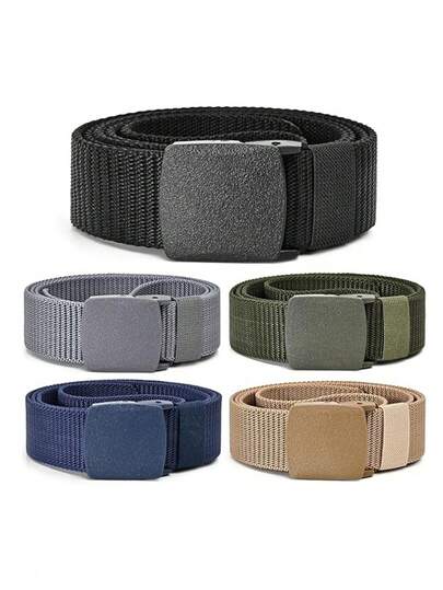 3pcs/Set Men's Work Belt, Men's Golfing & Formal Adjustable Buckle-Free Belt, Airport Security Friendly Belt For Daily Work And Travel