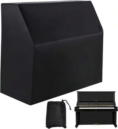 Copertura per pianoforte, copertura completa 420D, antipolvere e impermeabile, tessuto Oxford nero rivestito in argento, blocca la luce solare, l'umidità, la polvere