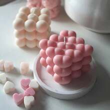 1 件心形立方体蜡烛模具，硅胶石膏模具，香薰蜡烛，情人节