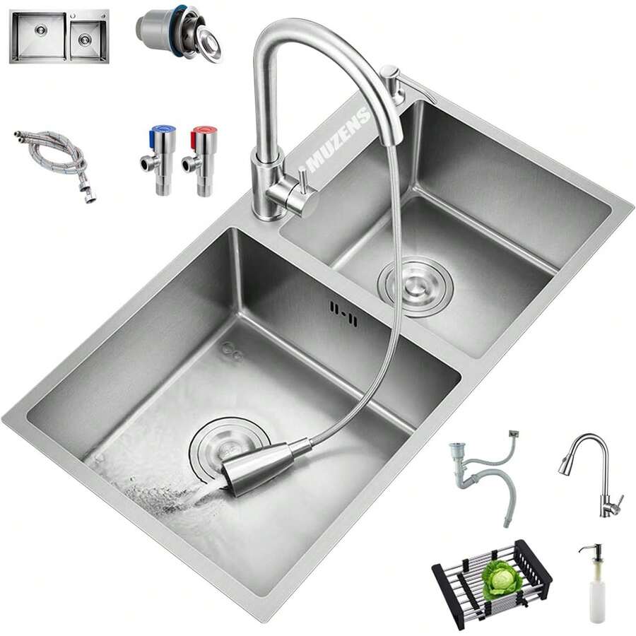 Fregadero De Cocina, * 43 * 21cm Fregadero De Barra con Grifo y Escurridor de Platos, Fregadero De Barra con Dispensador deón, para Restaurante, Cocina, Bar, Hoteles - 1 - Ver 1