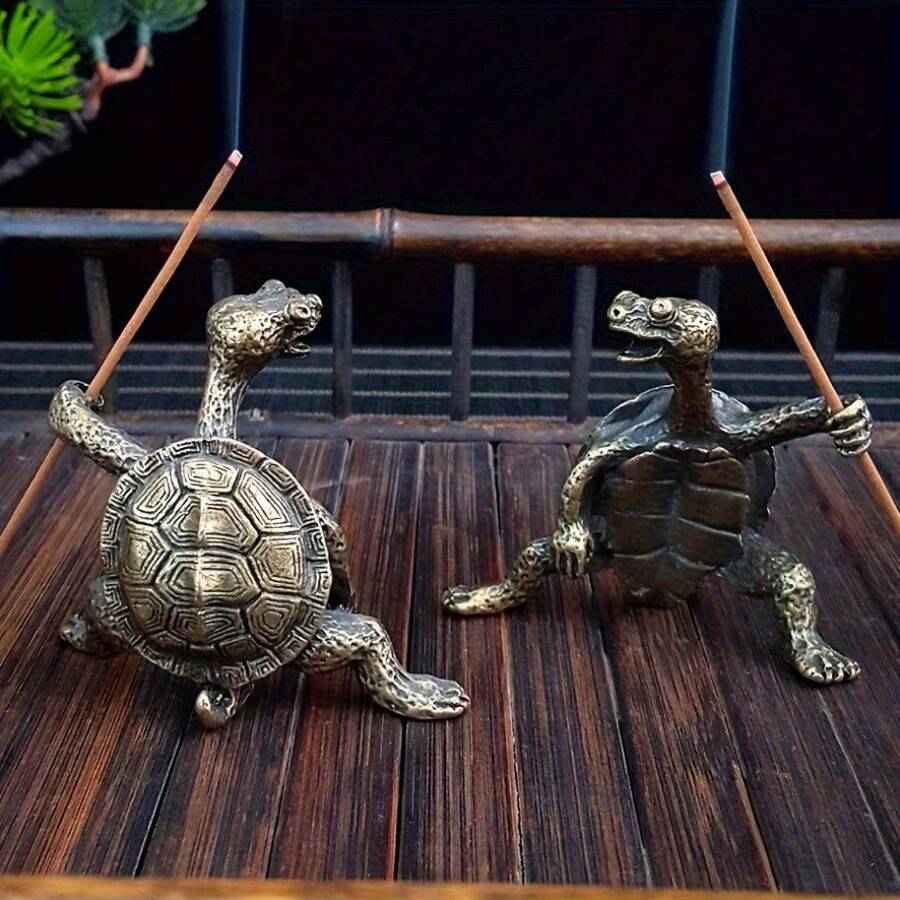 1/3/6PCS 2 Burner Propane Stove Cone Incense Burner Chiminea Meditation Metal Cute Turtle Shape Incense Burner - Compact Incense Stick Burner, Create Fragrant Home Atmosphere - Ideal Room Decoration Accessory Meditation Incense Holder - 1PCS Green Turtle A1 - View 1