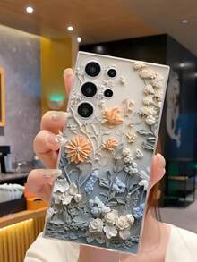 1pc Beautiful Floral Oil Painting Pattern Soft Phone Case Compatible With IPhone 17 Series, Compatible With Samsung, Compatible With Honor, Compatible With Samsung, Compatible With Redmi, Compatible With Galaxy A04e/12/A13/A14/A34/A50/A52/A53/A54/S21/S22/S23/S24/S25/S25Ultra, 6A/7A/8A, 12T/13T,International Version, Not The Domestic Version - Clear - View 4
