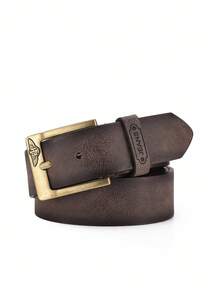 1pc Men's Multi-Color PU Buckle Leather Belt, Suitable For Casual And Business, Giftcasual, Business, Boyfriend Husband Father Dad Men Gift, Daily Wear, Fashion, Teen, Outdoor, Vacation, Athletic, Travel, Street, Boho, Vintage Fall, Autumn, Halloween - Gold - View 17