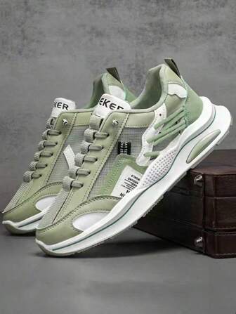 Men's Lace-Up Shock Absorbing Non-Slip Sports Shoes, Brand Design Durable Comfortable Outdoor Running Training Fitness Shoes Suitable For Casual Sports, Versatile Men's Casual Shoes, Men's Slip-On Comfortable Loafers