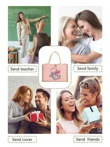 Nurse Theme Pink Handbag & Cosmetic Bag Set, Casual Style, Fabric Structure, Printed With Stethoscope, Heart, Syringe, Thermometer, Pill Patterns, Suitable For Back To School, Travel, Unisex, Perfect Gift, Daily Necessity - Pink - View 10