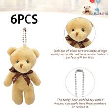 1/6/12 件迷你熊 4.7 英寸熊娃娃散装柔软迷你毛绒动物，适合 DIY 钥匙链，适合毕业日婴儿洗礼婚礼派对礼物。