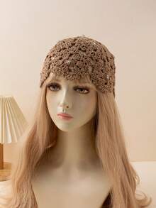 1 buah Topi Beanie Rajut Tangan Ringan Berongga dengan Dekorasi Kristal untuk Wanita, Cocok untuk Musim Semi/Panas, Musim Panas, Musim Gugur, Pakaian Sehari-hari & Aktivitas Luar Ruangan, Aksesori Musim Gugur - Berlian buatan - View 13