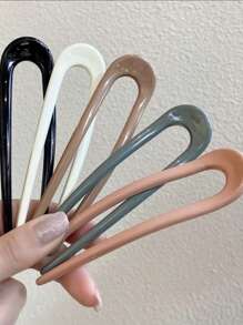 1/4pcs U-Shaped Hair Fork Fashion Tortoiseshell Acetate Hairpin Geometric Design Headwear Hair Sticks For Women & Girls (Slight Scratches On Plastic Products Are Normal), Bun Extension, Hair Bun Maker, Bun Hair Piece, Hair Styling Pins, Pins For Hair, Claw Clips, Bobby Pins