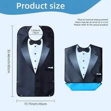 1pc Men's Dining Bib, Business Style, Machine Washable, Foldable Pocket, Protect Clothing, Suitable For Elderly And Caregivers, Seasonal Gift - Multicolor - View 4