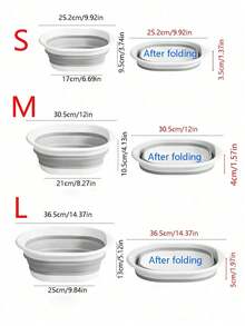 1/3PCS 折叠洗衣桶，节省空间的水槽盆，耐用塑料，便携式折叠洗脸盆，适合家庭、宿舍和露营 - 现代椭圆形设计，易于存放和清洁，便携式洗衣盆，节日礼物，返校用品。 - 灰色 - 查看 10