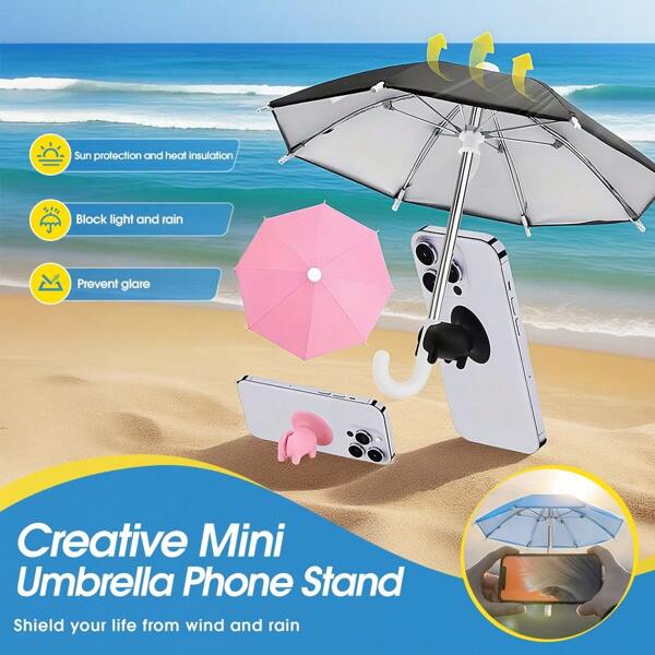 Parasol przeciwsłoneczny na telefon komórkowy, parasol na telefon - osłona przeciwsłoneczna antyodblaskowa, mini parasol do smartfonów, parasol przeciwsłoneczny na telefon, uniwersalny, regulowany, uroczy parasol przeciwsłoneczny z przyssawką w kształcie świnki, chroni przed słońcem i odblaskami, aktywności na świeżym powietrzu, uniwersalny do wszystkich smartfonów, zewnętrzny stojak z osłoną przeciwsłoneczną antyodblaskową, niezbędne akcesoria podróżne