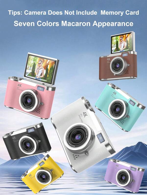 1 pieza Cámara digital de 48 megapíxeles con pantalla giratoria de 2.4 pulgadas, cámara recargable con sensor CCD sin tarjeta de memoria y múltiples modos de filtro. Cámara portátil antivibración con zoom inteligente para exteriores