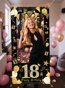 2 pezzi Cornice fotografica di lusso nera e dorata per compleanno, con opzioni di età (18/30/40/50/60), decorazione scintillante per festa, sfondo popolare su , disponibile in dimensioni piccole e grandi, accessori e forniture per foto di feste di compleanno per adulti