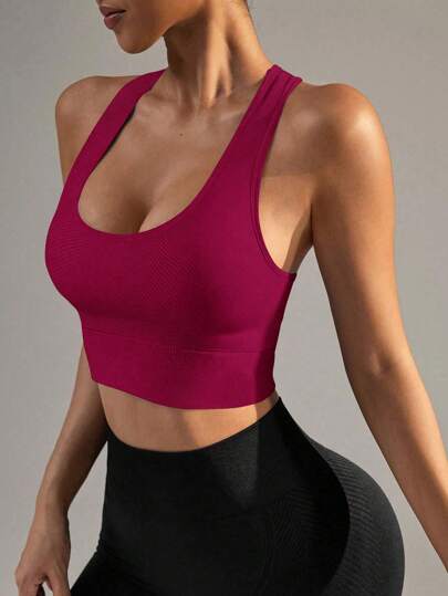 Yefecy Sports Bras Women High Support, Seamless Padded Racerback Yoga Gym Running Workout view 5