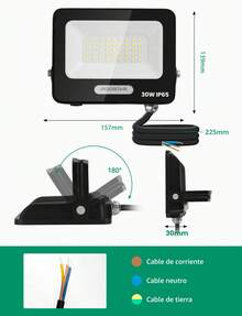 Aigostar Focos LED Exterior 30W 2450LM, Foco Proyectore LED Exterior Impermeable IP65, 42 LEDs, 6500K Blanco Frío para Garaje,Jardín,Patio,Parque, 2 Piezas