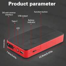 Portable Car Jump Starter Emergency Power Bank - 12V Battery Booster Charger For 5.0L Gasoline And 3.0L  Engines - With Flashlight - For Cars, Motorcycles, SUVs - Safely Jump-Start A Dead Battery In Seconds, Cargador De Bateria De Carro