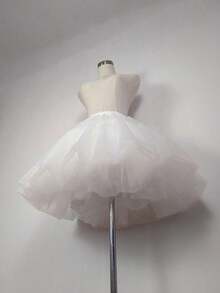 Women's White Tulle Skirt Tutu - 4 Levels Short Tulle Skirt Tutu With Elasticated Waist