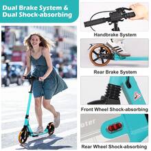 Kick Scooter For , 200mm Big Wheels Scooter For Adults With Disc Brakes, Adult Scooter With Carry Strap And Double Shock Absorption, Foldable Scooters For Teenagers15 - Lake Blue - View 7