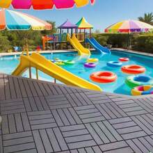 44/27-Pack 12"X12" Interlocking Deck Tiles, Plastic Waterproof Outdoor Flooring For Patio, Pool, Backyard, Balcony – All-Weather - Màu xám đen - Xem 2